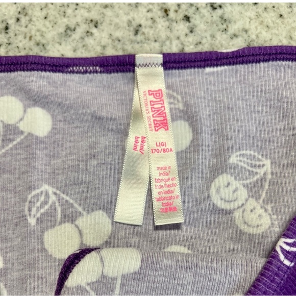 4/$20 Victoria’s Secret PINK Purple Cherry Rib Cotton Bikini Panties VS Large L - Picture 3 of 3